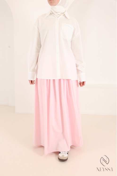 Chemise manches longues blanche ample 100% coton femme