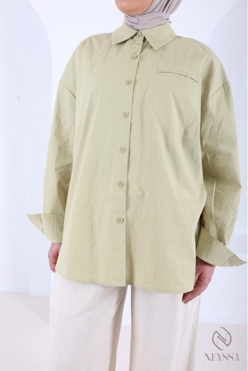 Chemise manches longues blanche ample 100% coton femme