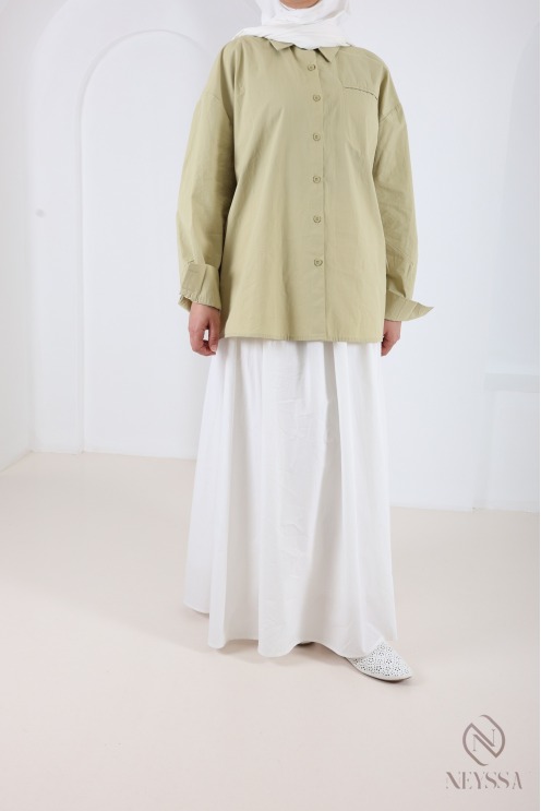 Weites, weißes Langarmhemd aus 100 % Baumwolle für Damen