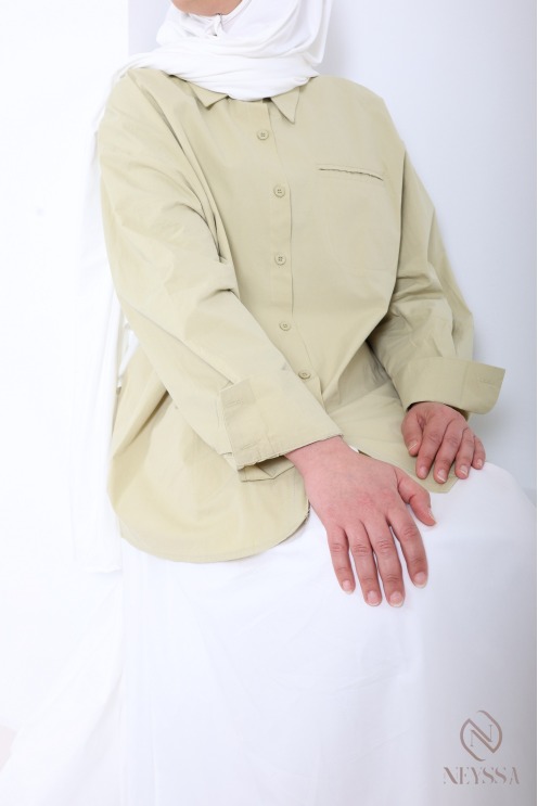 Chemise manches longues blanche ample 100% coton femme