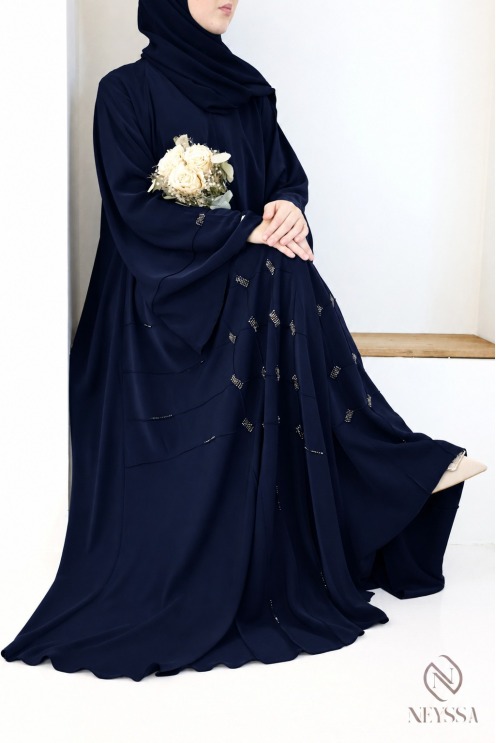 Luxury Dubai kimono abaya with brown beading for women for Eid