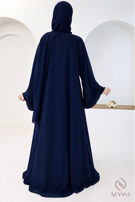 Luxuriöse Kimono-Abaya Dubai mit brauner Perlenstickerei