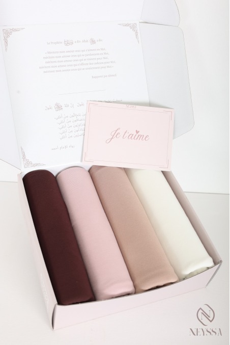 Box cadeau 4 maxi hijab modal, tissu léger et fluide, must have été