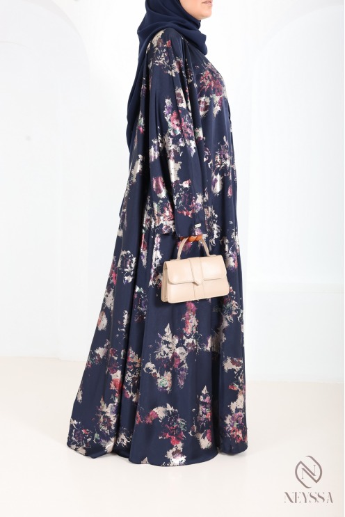 Luxuriöse Kimono-Abaya Dubai mit Umbrella-Schnitt und Holzverzierung