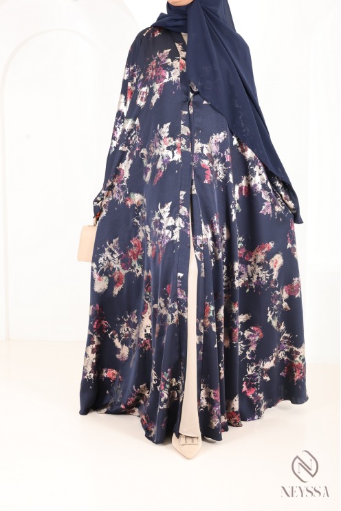 Luxuriöse Kimono-Abaya Dubai mit Umbrella-Schnitt und Holzverzierung