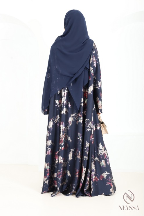 Abaya kimono Dubaï de luxe umbrella bleu