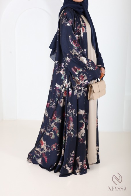 Abaya kimono Dubaï de luxe umbrella bleu