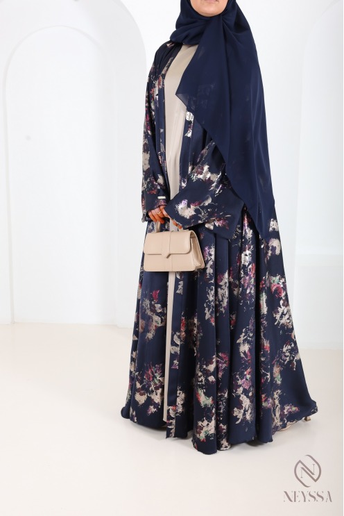 Abaya kimono Dubaï de luxe umbrella bleu