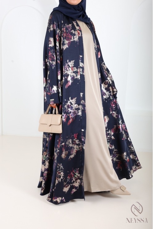 Luxuriöse Kimono-Abaya Dubai mit Umbrella-Schnitt und Holzverzierung