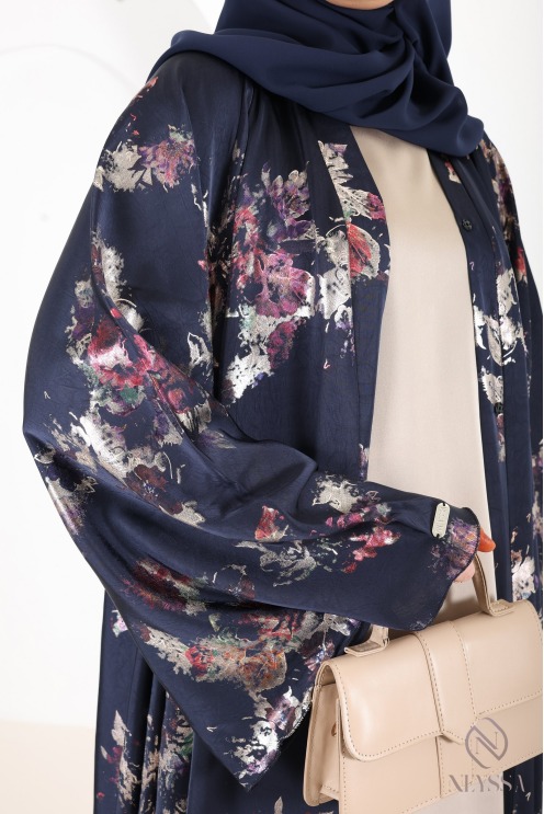 Abaya kimono Dubaï de luxe umbrella bleu