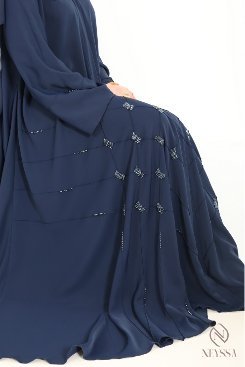 Abaya kimono de luxe Dubaï avec perlages browny pour femme pour l'Aïd