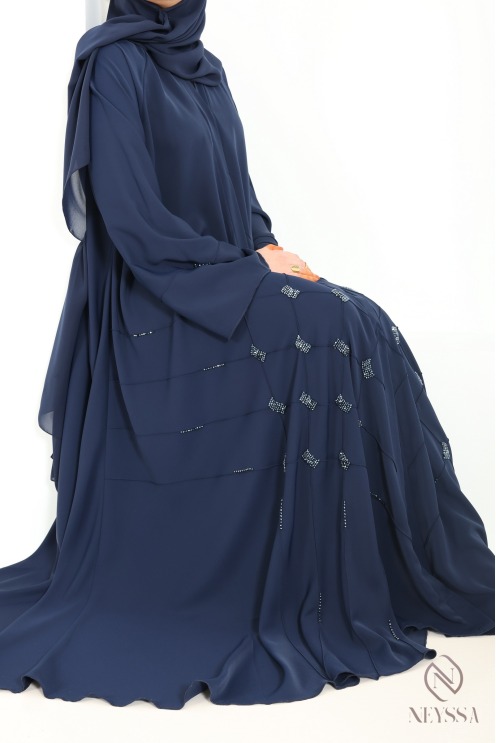 Luxury Dubai kimono abaya with brown beading for women for Eid