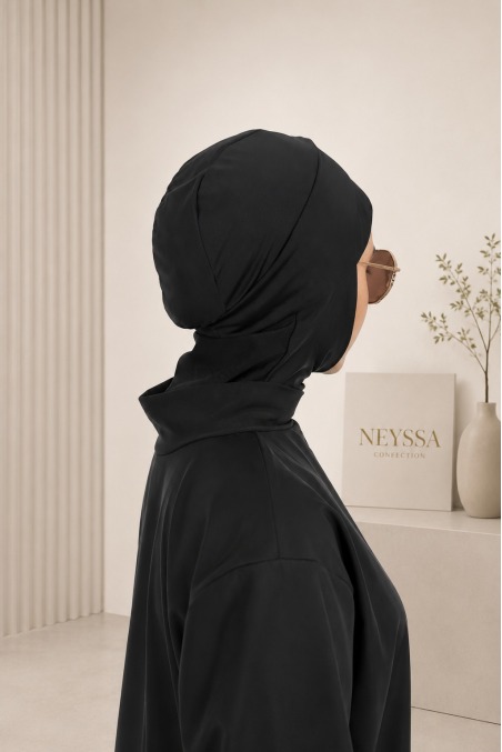 Black burkini long mastour swimsuit for muslim veiled woman