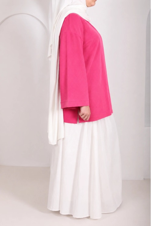 Rosa Oversize-T-Shirt aus Piqué mit Neyssa-Signatur