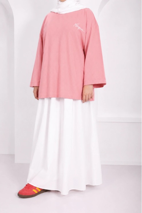 T-shirt ample mi long Neyssa en coton, style sportswear