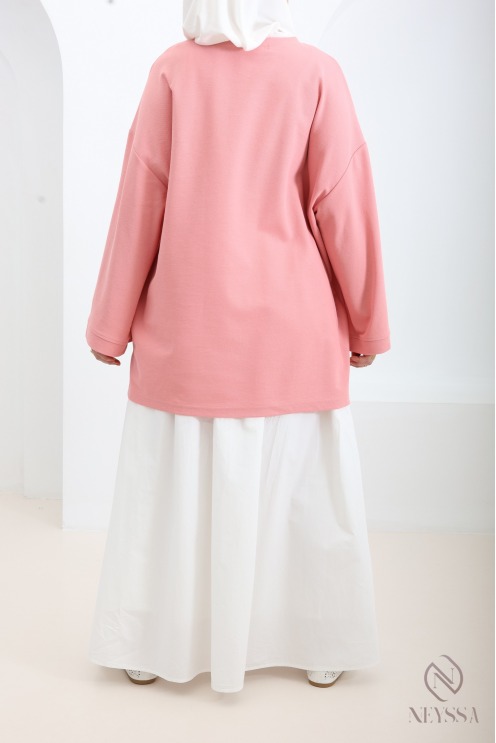 Neyssa loose-fitting mid-length cotton T-shirt, sportswear style