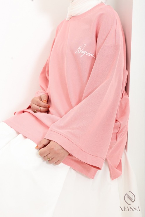 Neyssa loose-fitting mid-length cotton T-shirt, sportswear style