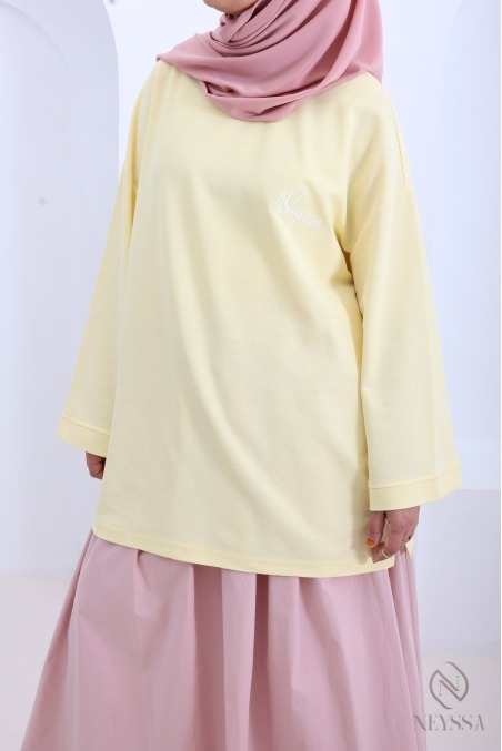 Neyssa loose-fitting mid-length cotton T-shirt, sportswear style