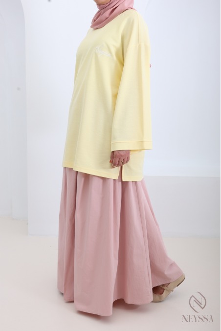Neyssa loose-fitting mid-length cotton T-shirt, sportswear style