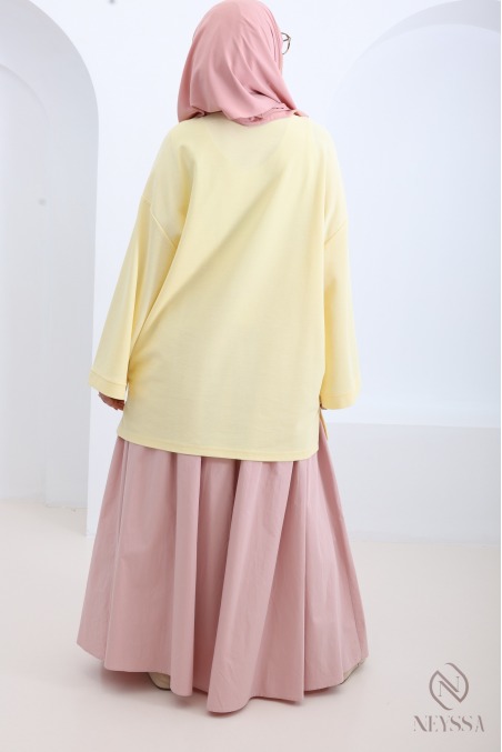 Neyssa loose-fitting mid-length cotton T-shirt, sportswear style