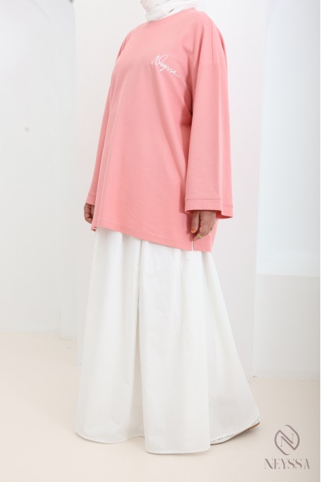 T-shirt ample mi long Neyssa en coton, style sportswear