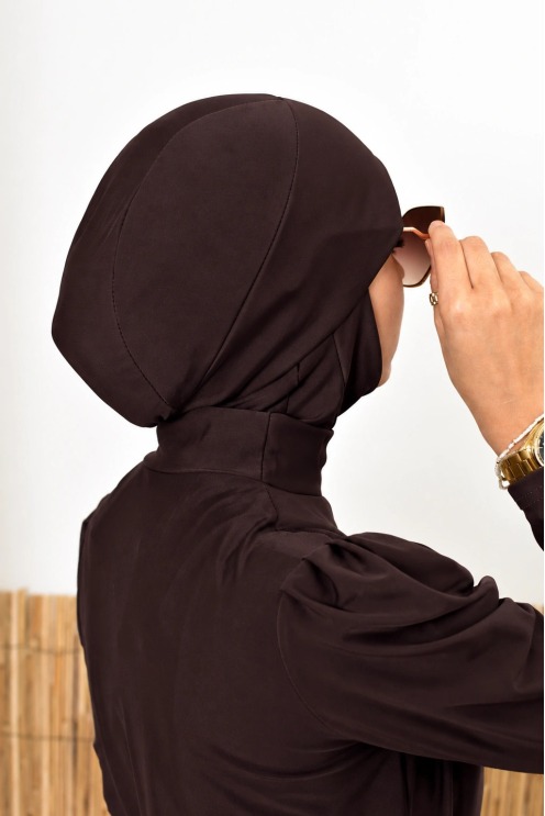 Burkini long marron foncé coupe modeste burkini de piscine by Neyssa