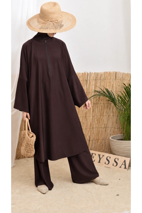 Langer Burkini mit Masturbationsschnitt, ideal für den Sommer