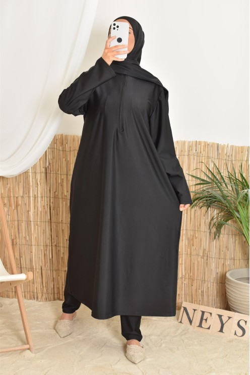 Burkini lange Tunika mit Reißverschluss erleichtert das Stillen