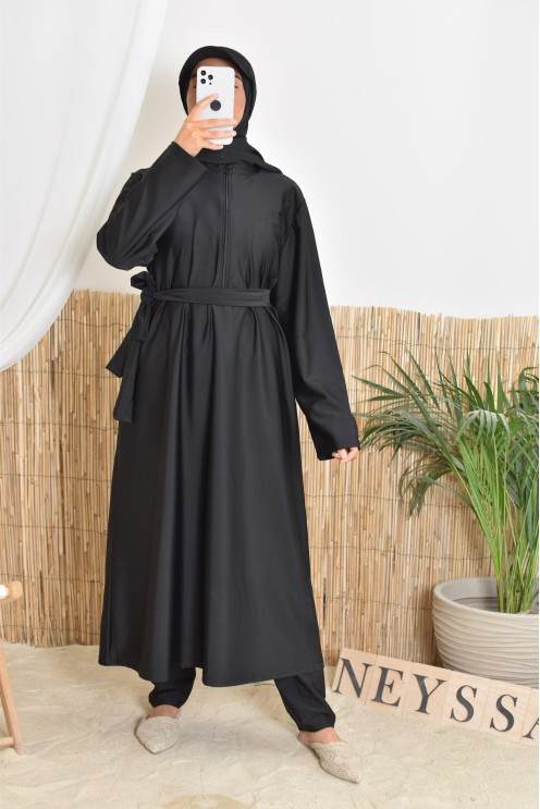 Burkini lange Tunika mit Reißverschluss erleichtert das Stillen
