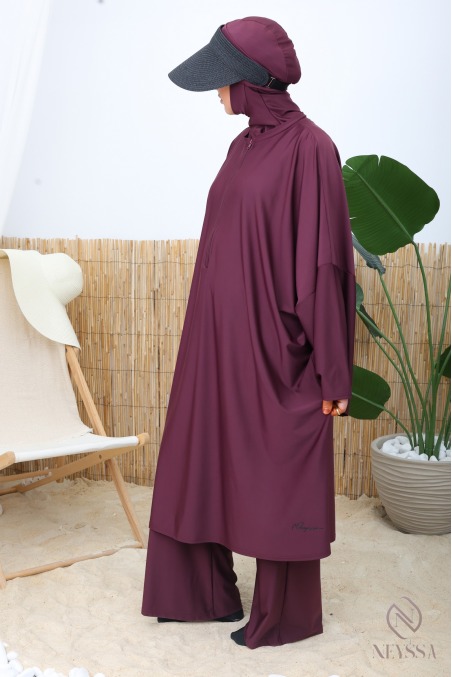 Schwarzer Badeburkini für Frauen extra weitem Schmetterlingsschnitt