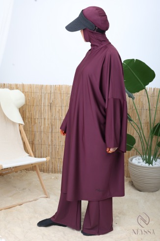 Schwarzer Badeburkini für Frauen extra weitem Schmetterlingsschnitt 2