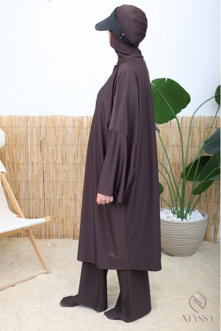 Langer Burkini mit Masturbationsschnitt, ideal für den Sommer
