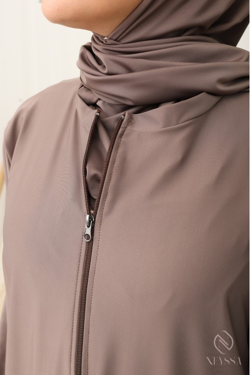 Burkini tunique longue zippée facilite l'allaitement, hijab intégré