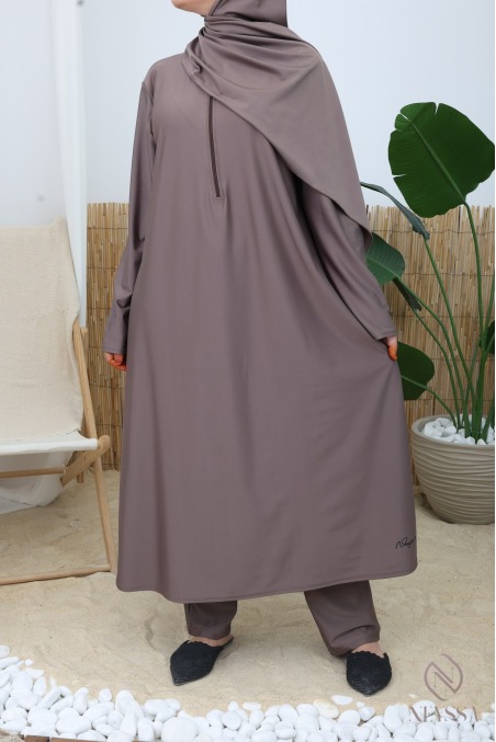 Burkini tunic long zip facilitates breastfeeding, integrated hijab