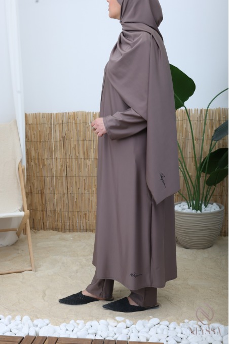 Burkini tunique longue zippée facilite l'allaitement, hijab intégré