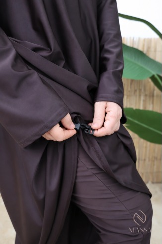 4-Piece Burkini Set: Long Zip-Up Tunic with Palazzo Pants + Hijab 2