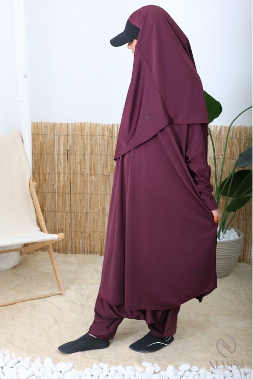 Schlichter, wasserabweisender Jilbab in Feigenfarbe, Burkini Khimar