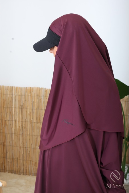 Jilbab de bain figue modeste tissu hydrofuge, burkini avec khimar