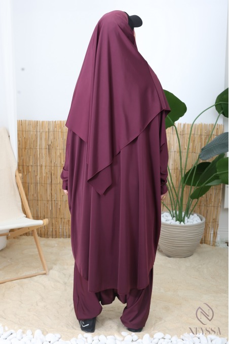 Jilbab de bain figue modeste tissu hydrofuge, burkini avec khimar