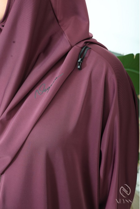 Schlichter, wasserabweisender Jilbab in Feigenfarbe, Burkini Khimar