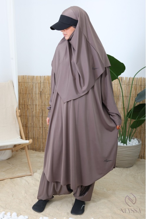 Burkini Jilbab de bain Taupe foncé sarouel 3 pièces, must have été
