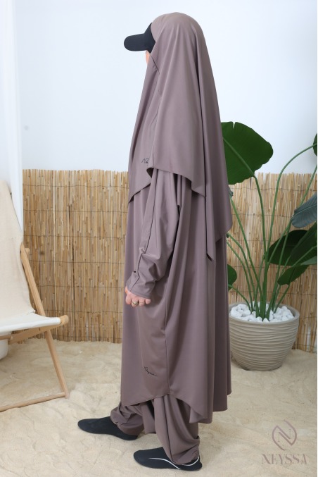 Burkini Jilbab de bain Taupe foncé sarouel 3 pièces, must have été