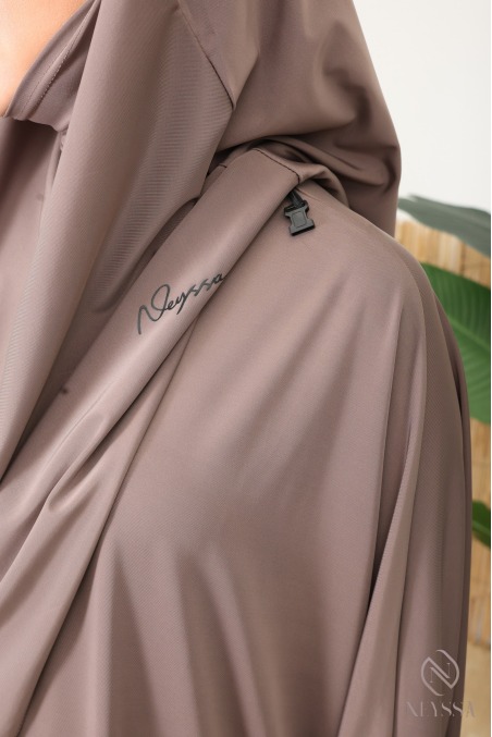 3-teiliger Burkini mit Jilbab in Dunkelgrau und Sarouel-Hose