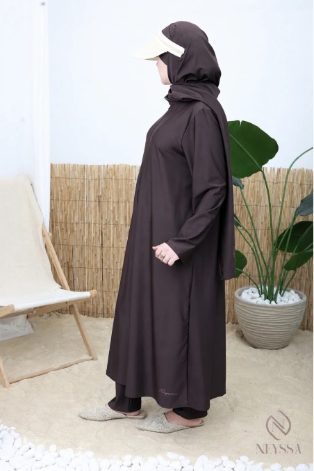 Burkini 4 pièces tunique longue zippée avec palazzo + hijab
