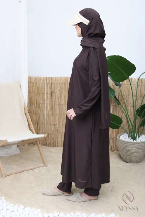 Burkini 4 pièces tunique longue zippée avec palazzo + hijab