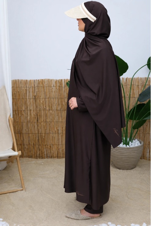 4-teiliger Burkini: lange Tunika mit Reißverschluss, Palazzo & hijab
