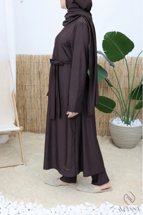 4-teiliger Burkini: lange Tunika mit Reißverschluss, Palazzo & hijab