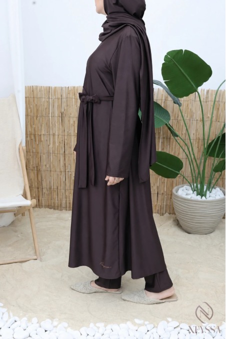 4-teiliger Burkini: lange Tunika mit Reißverschluss, Palazzo & hijab