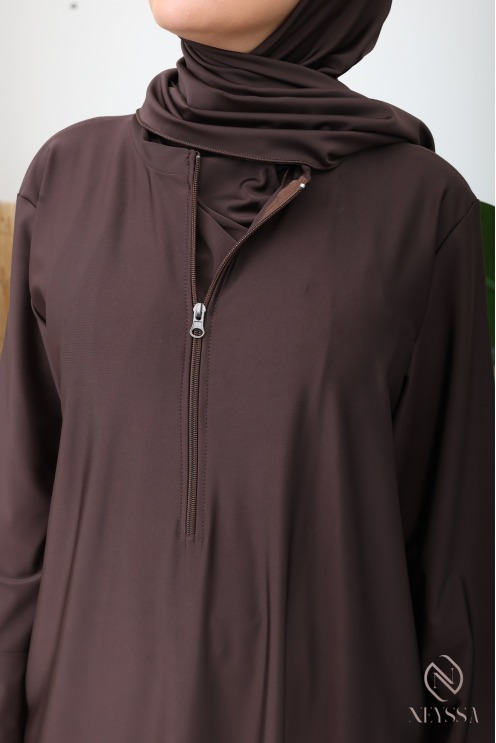 Burkini 4 pièces tunique longue zippée avec palazzo + hijab