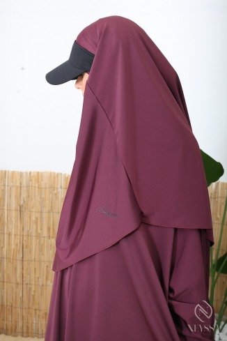 Halblanger Badekhimar in der Farbe Figue, ein unverzichtbarer Burkini 2